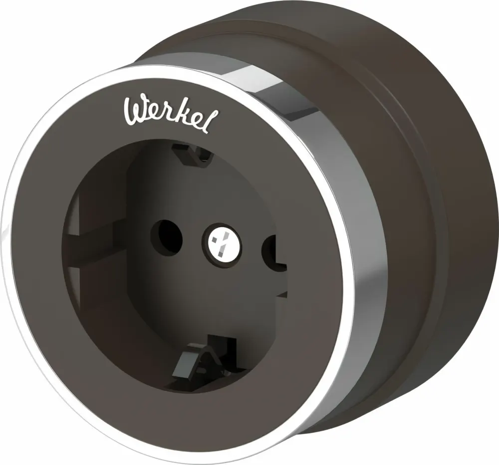 Розетка с заземлением Vintage мокко матовый/хром Werkel W5871052